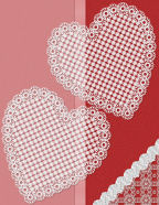 lacey heart doilies with bunny rabbit  