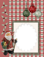 scrap booking with santa and holly ornaments berries